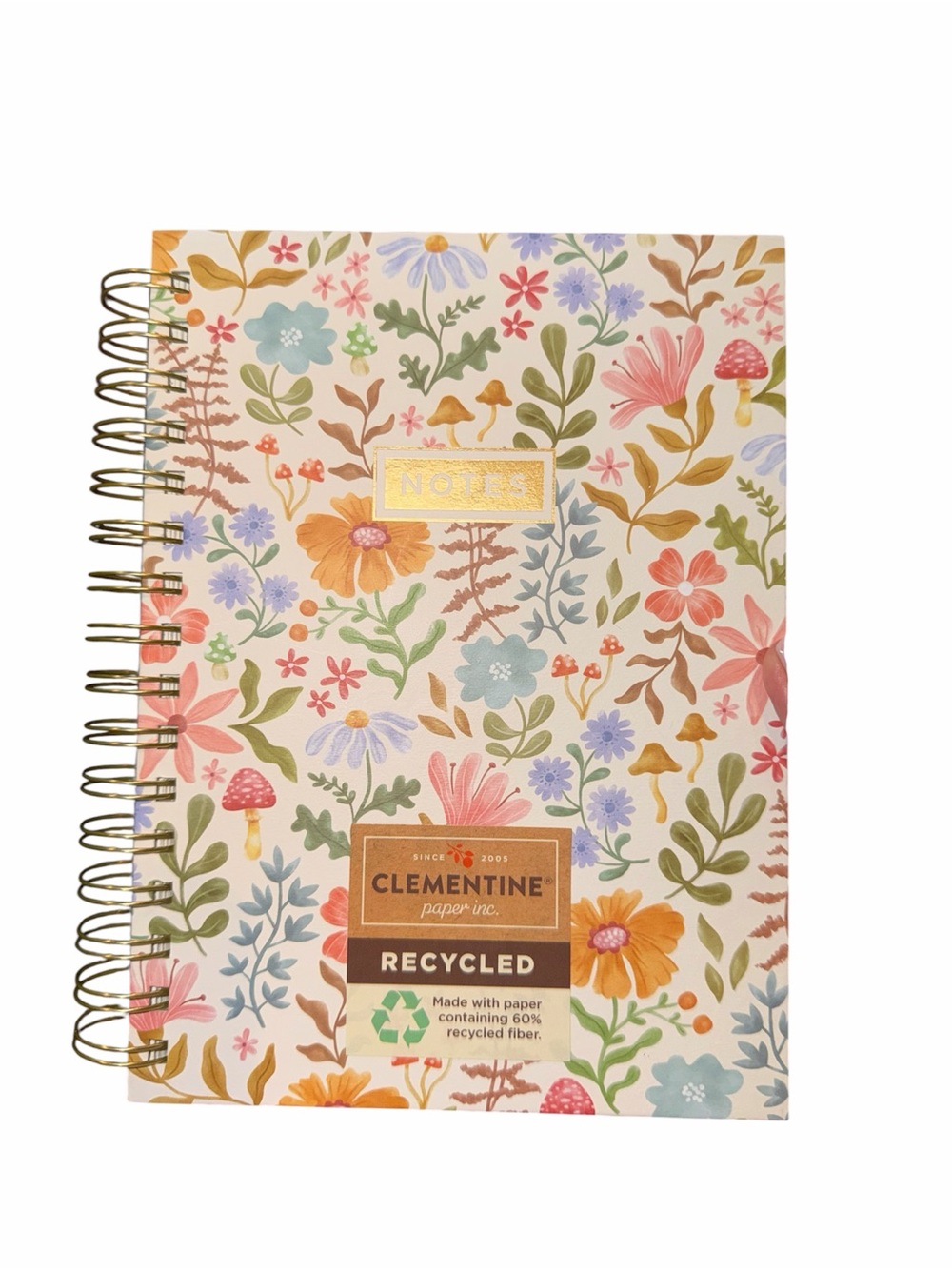 Clementine Floral Spiral Notebook - Cream Multicolor. NWT